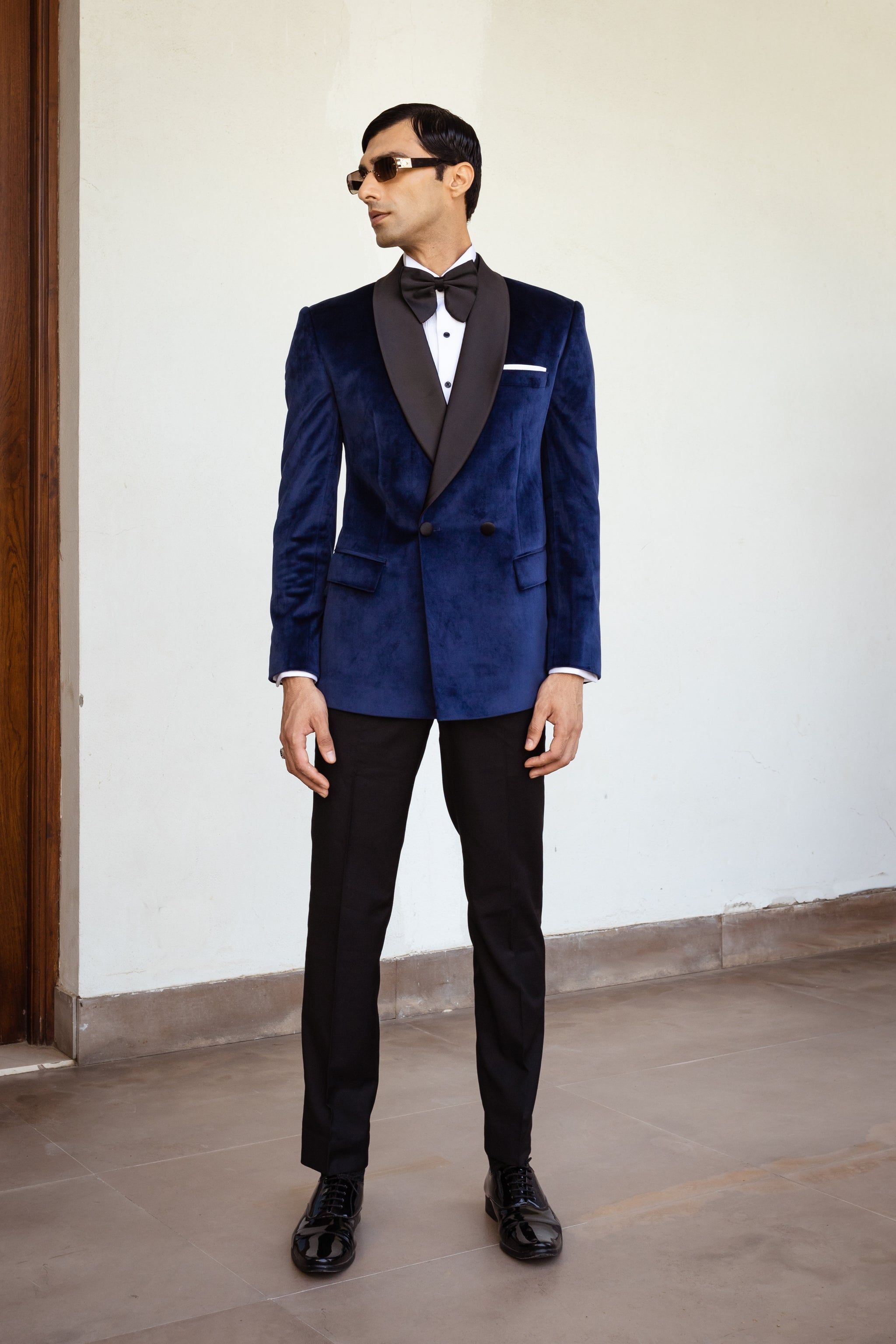 Men Navy Blue Velvet Coat Jacket Blazer Designer Grooms Wedding Tuxedo  Casual | eBay